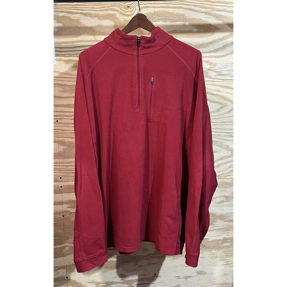 LL Bean Fleece Pullover Men's 3XLT Red 1/4 Zip Long Sleeve Outdoors Hiking - Picture 1 of 8